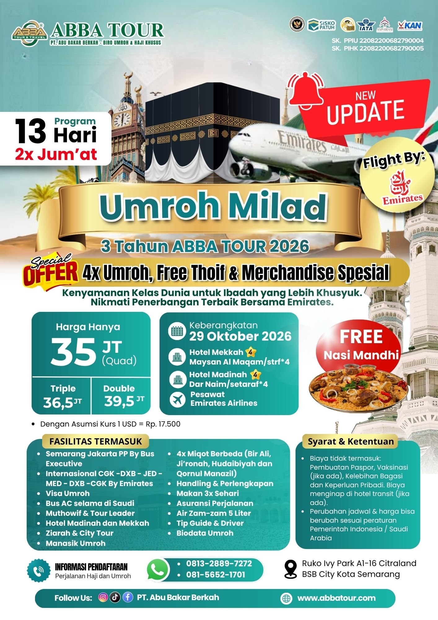 Umroh Milad ABBA Tour 2026 By Emirates
